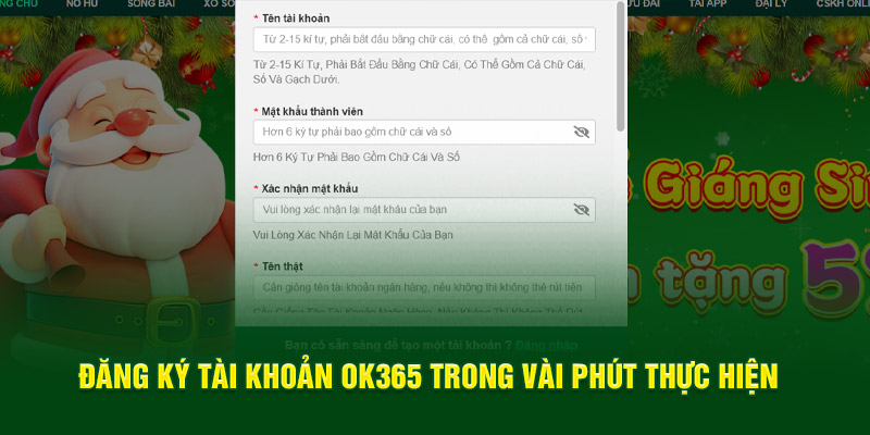 Đăng ký tài khoản OK365 trong vài phút thực hiện